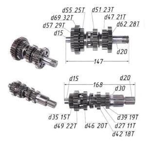 Валы КПП 163FML, 165FMM (CG,CB200-250) TTR250 в/сб