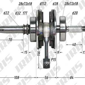 Коленвал 4T 165FMM, 166FMM (CBB250) p15mm TTR250Rb